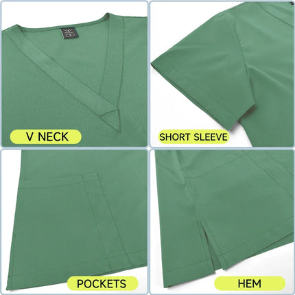 Medical Nurse Uniform 2Piece Workwear Medical Scrubs Set Hospital Uniform Surgery Dentist Overalls Spa Clinical Beauty Work Wear-KarWorkwear