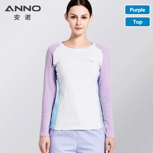 ANNO Fashion Keep Warm Shirt Winter Long Sleeve Top Cotton Nurse Work Underwear Stretch Fabrics Suit Body Under Clothes-KarWorkwear