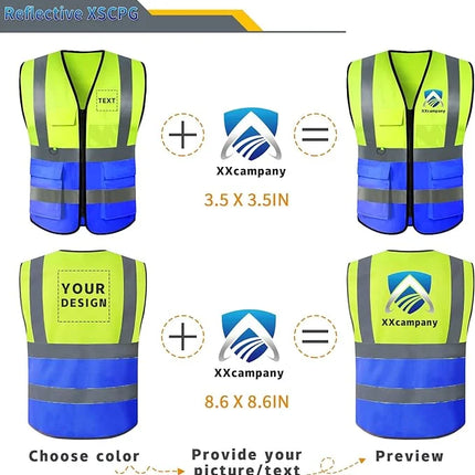 Custom Your Text Logo Reflective Safety Vest Construction Work Traffic Vest Railway Coal Miners Uniform Security ANSI Class 2-KarWorkwear