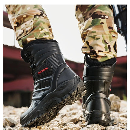 High Quality Men's Brand High-Top Leather Boots Breathable Desert Combat Men's Boots Outdoor Shoes Non-slip Hiking Ankle Boots