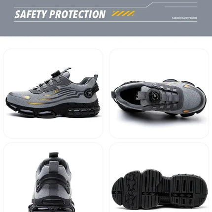 Rotating Button New Safety Shoes Men Anti-smash Anti-puncture Work Shoes Fashion Men Sport Shoes Security Protective Boots Men