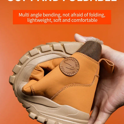 Latest 2024 Fashion Winter Warm Men's Work Safety Boots Waterproof Rugged Steel Toe Shoes Sneakers Safety Protection Coldproof