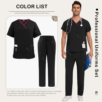 Surgical Uniforms Lab Workwear Clothes Nurse Scrubs Set Men Nurse Accessories Medical Uniform Surgical Dental Clinical Top Pants-KarWorkwear