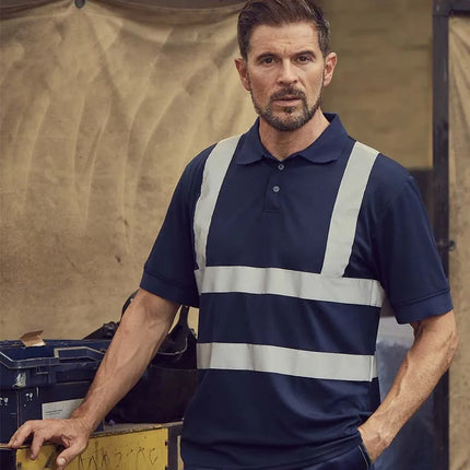 Hi Vis Short Sleeve Polo Short Safety Polo Shirt Navy Yellow Orange High Visibility Reflective Work Shirts