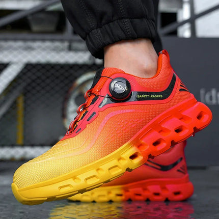 Fashion Rotating Button Men Work Safety Shoes Puncture-Proof Steel Toe Cap Sneakers Indestructible Protective Male Boots-KarWorkwear