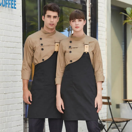 Men's kitchen jacket Restaurant Unisex chef uniform women Work wear cook costume Long Shirt Cook's clothes kitchen uniform Apron-KarWorkwear