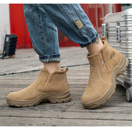 2023 Quality Leather Boots Men Safety Shoes Waterproof Work Boots Safety Steel Toe Shoes Men Puncture-Proof Indestructible Shoes-KarWorkwear