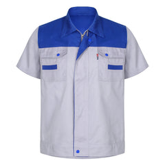 Men Women Short Sleeve Work Coat Workshop Shirts Motor Mechanic Uniform with Two-pocket T-shirts Man Workshop Overalls Top-KarWorkwear