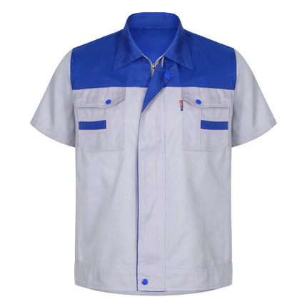 Men Women Short Sleeve Work Coat Workshop Shirts Motor Mechanic Uniform with Two-pocket T-shirts Man Workshop Overalls Top-KarWorkwear