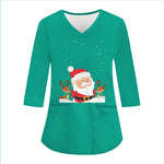 Women Medical Uniforms Christmas 3D Printing Long Sleeve Tops Fashion Hospital Working Scrubs Medical Supplies Nurse Nursing Clo-KarWorkwear