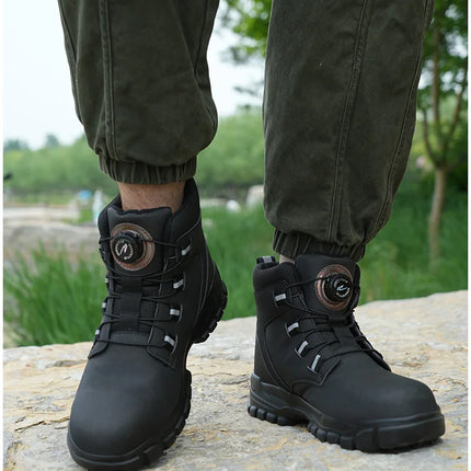 Waterproof Safety Boots Men Indestructible Steel Toe Work Boots Anti-smash Stab-resistant Safety Shoes Biker Botas Para Hombre