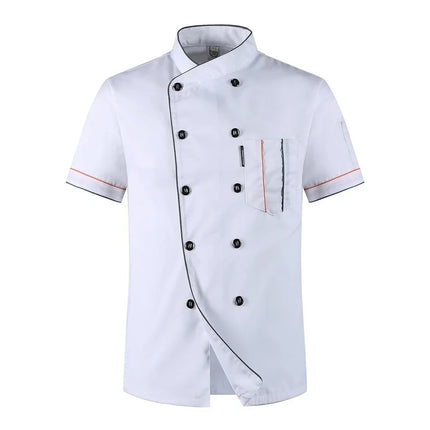 Chef Jacket Short  Sleeve  Cook Coat Barista Baker Work Uniform Waiter Restaurant Hotel Clothes-KarWorkwear