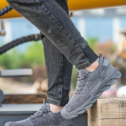 Breathable Summer Safety Work Shoes For Men Insulation 6KV Plastic Toe Anti-smash Non-slip Indestructible Boots Male Footwear-KarWorkwear