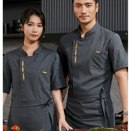 Cook Jacket Catering  Cooking White Shirt Restaurant Kitchen Chef T-shirt Baker Work Uniform Waiter Hotel Clothes Cafe Overalls-KarWorkwear