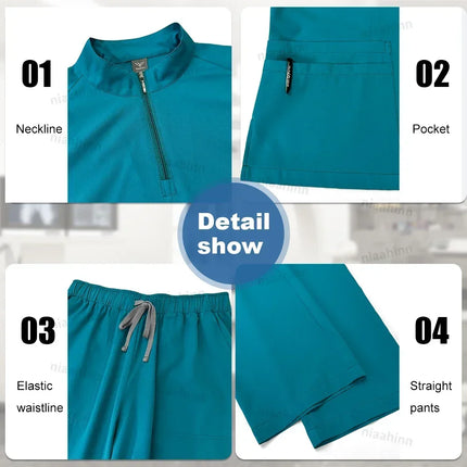 High Quality Hospital Nurse Scrubs Sets Male Men Unisex Scrub Top Pants Sets Slim Fit Medical Scrubs Healthcare Pharmacy Uniform-KarWorkwear