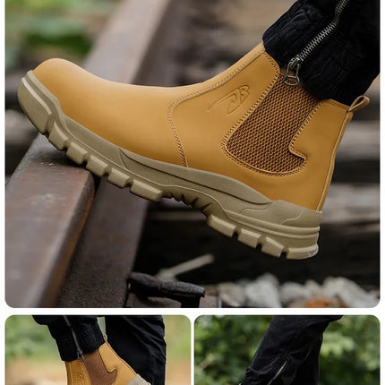 Waterproof Safety Wrok Boots For Men Steel Toe Cap Lightweight Indestructible Industry Chelsea Boots Puncture-Proof Footwear-KarWorkwear