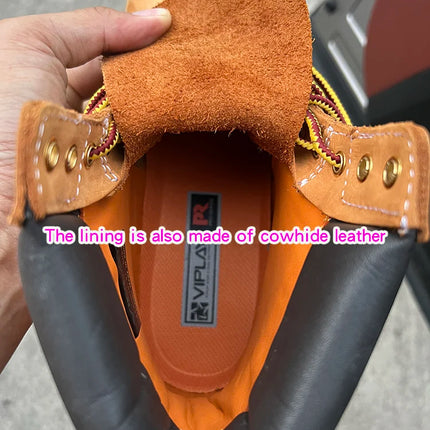 New Work Boots Men's Original Comfy Shoes Outdoor Hiking Leather Casual Shoes For Men Basic Boots Waterproof Yellow Boots