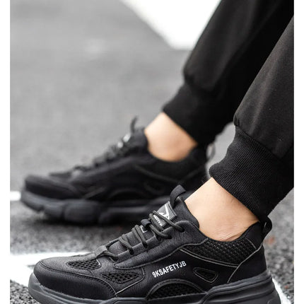 Work Shoes Hollow Breathable Steel Toe Boots Lightweight Safety Work Shoes Anti-slippery For Men Women Male Work Sneaker