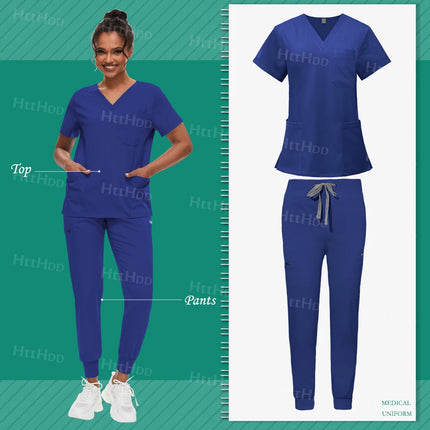 Scrub Sets Uniform Women Joggers Hospital Accessories Medical Surgical Gown Pharmacy Healthcare Work Wear Unisex Mens Scrub Soft-KarWorkwear