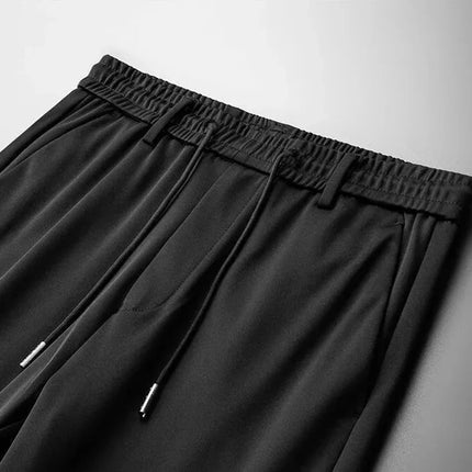 Men Elastic Waist Pants Male Casual Stretch Classic Brand Business Straight Leg Clothing Trousers Solid Color Comfortable Pants