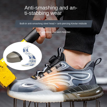New Men's Safety Shoes with Rotating Buttons,working Sports Shoes, Protective Boots, Parker Steel Shoes,casual Ring Shoes-KarWorkwear