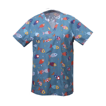 Pet Clinic Vet Work Uniforms Women Nurse Accessories Animal Printed Hospital Doctor Nursing T-Shirt Medical Scrubs Clothes Tops-KarWorkwear