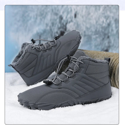 Snow Boots Men Winter Shoes Barefoot Ankle Boots 36-46 Couple Snow Shoes Outdoor Hiking Shoes Fur Warm Plush Boots