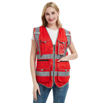 Work Vest for Women Work Clothes Hi Vis Workwear Vest with Pockets