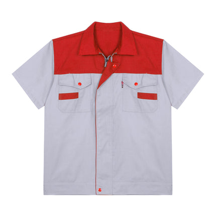 Men Women Short Sleeve Work Coat Workshop Shirts Motor Mechanic Uniform with Two-pocket T-shirts Man Workshop Overalls Top-KarWorkwear