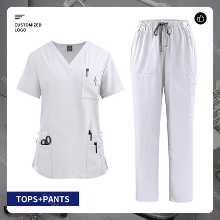 Customizable Logo Pet Grooming Institution Scrubs Workwear Health Service Medical Uniform Hospital Nursing Clothes with Pockets-KarWorkwear