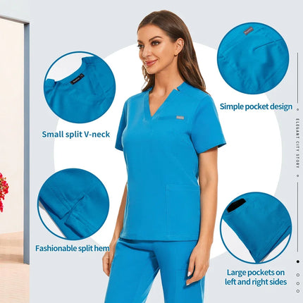 Hospital Overall Scrub Tops Women Dentist Working Uniform Nurse Scrub Uniformes Hospital Workwear Beauty Salon Pharmacy Clothes-KarWorkwear