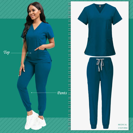Cleaning Uniform for Women Nursing Scrub Top Pants Medical Suit Pediatric Nanny Work Wear Operating Room Surgical Gown Wholesale-KarWorkwear