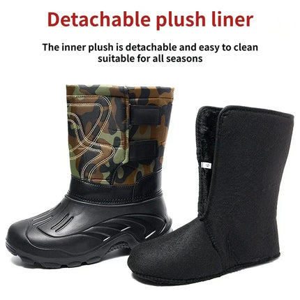 Work Boots for Men Waterproof 2025 Spring New Non-slip Fishing Boots Comfortable Farm Men Boots Winter Plus Cotton Rain Boots