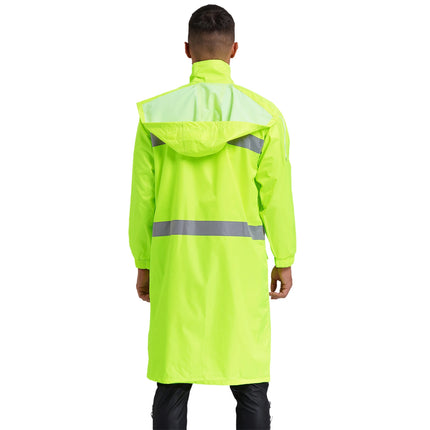 Adult Solid Color Raincoat Long Sleeve Hooded Reflective Stripe Jacket Traffic Office/Firefighter Work Uniform Emergency Poncho-KarWorkwear