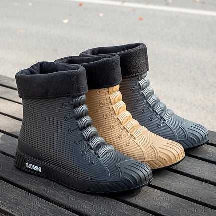 Versatile Casual Short-barreled Waterproof Shoes Men Women Lined With Fleece Warmth Anti-slip Wear-resistant Outdoors Rain Boots