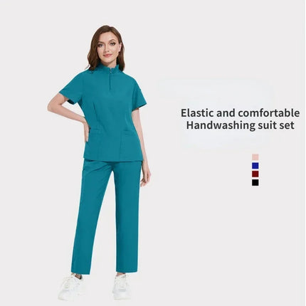 Hospital Doctor Nursing Uniform Women Wholesale Casual Short Sleeved V-neck Jogger Suits Nurse Pharmacy Working Medical Uniforms-KarWorkwear