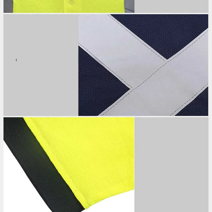 Hi Vis Short Sleeve Polo Short Safety Polo Shirt Navy Yellow Orange High Visibility Reflective Work Shirts