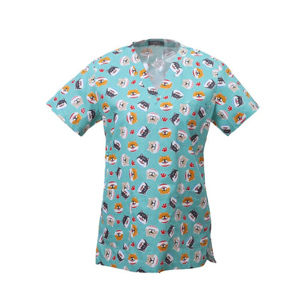 Pet Clinic Vet Work Uniforms Women Nurse Accessories Animal Printed Hospital Doctor Nursing T-Shirt Medical Scrubs Clothes Tops-KarWorkwear