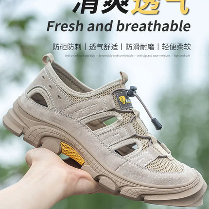 Safety Shoes Men Summer Breathable Work Sandals Men Anti-smash Anti-puncture Indestructible Shoes Work Sneakers Protective Shoes-KarWorkwear