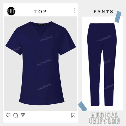 Women Men Straight Pants Set Medical Nurse Uniform Hospital Work Clothes Dentist Overalls Nursing Accesorios Surgical Scrub Set-KarWorkwear