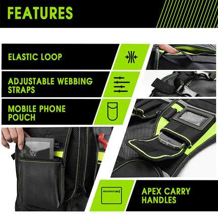 Workwear Allround Work Tool Vest Safety Vest with Multi-pockets and Zipper Heavy Duty Tool Vest for Electricians