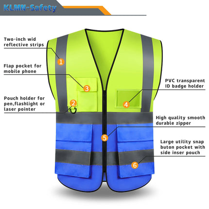 Custom Your Text Logo Reflective Safety Vest Construction Work Traffic Vest Railway Coal Miners Uniform Security ANSI Class 2-KarWorkwear