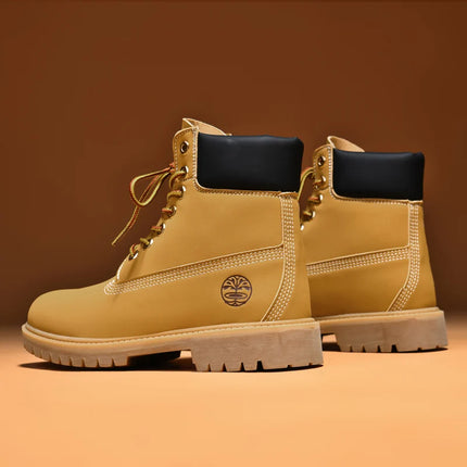 Classic Fashion Brown Work Boots Men Women High-quality Leather Ankle Boots Big Size 46 Men Lace-up Platform Boots Botas Hombre-KarWorkwear