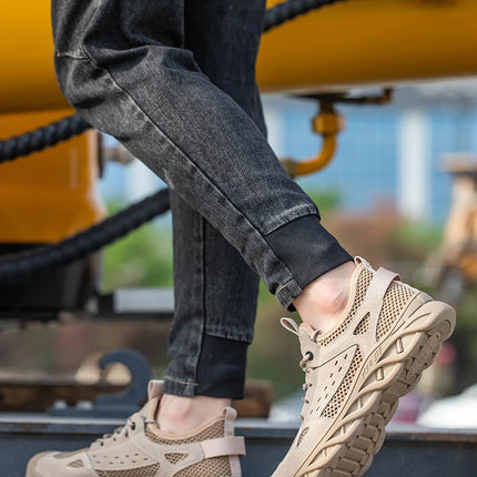 Breathable Summer Safety Work Shoes For Men Insulation 6KV Plastic Toe Anti-smash Non-slip Indestructible Boots Male Footwear-KarWorkwear