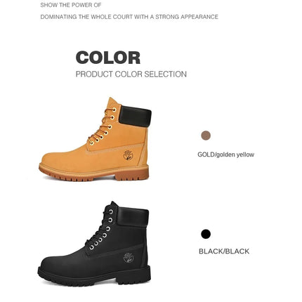 Boots Men High Top Boots High Quality Women Leather Shoes Fashion Outdoor Sneakers Men Lace Up Non-Slip Ankle Boots for Couple