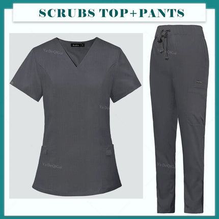 Workwear Nurse Uniform Tops+Straight Pants Medical Nursing Uniform Women Men Pet Shop Beauty Work Suit Doctor Surgery Scrubs Set-KarWorkwear