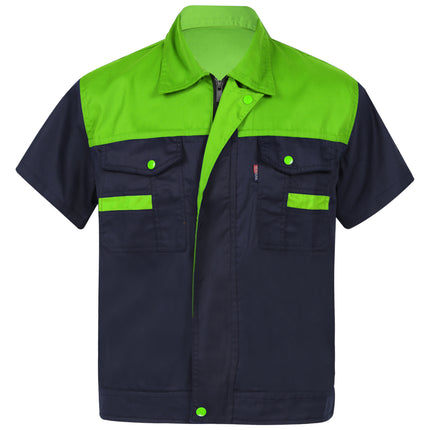 Men Women Short Sleeve Work Coat Workshop Shirts Motor Mechanic Uniform with Two-pocket T-shirts Man Workshop Overalls Top-KarWorkwear