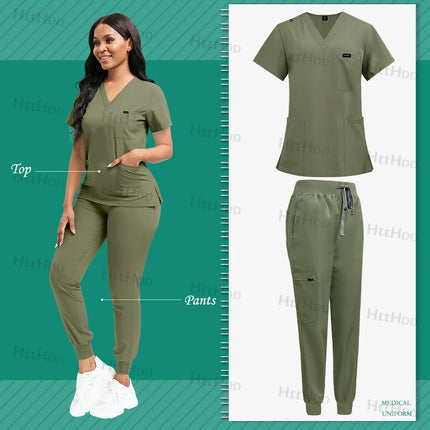 Women's Medical Joggers Suit Grooming Work Clothes Veterinary Dental Scrub Work Uniforms Fashion New Nurses Workwear Mens Scrubs-KarWorkwear