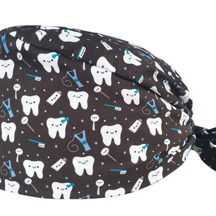 Cartoon Doctor Operating Room Pattern Printed Nursing Head Cap Lab Scrub Pet Hospital Surgical Hat Unisex Dentist Scrub Cap 2023
