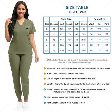 Slim Fit Medical Scrubs Uniform Women Scrub Sets Nursing Accessories Hospital Surgery Gowns Dental Clinic Beauty Salon Workwear-KarWorkwear